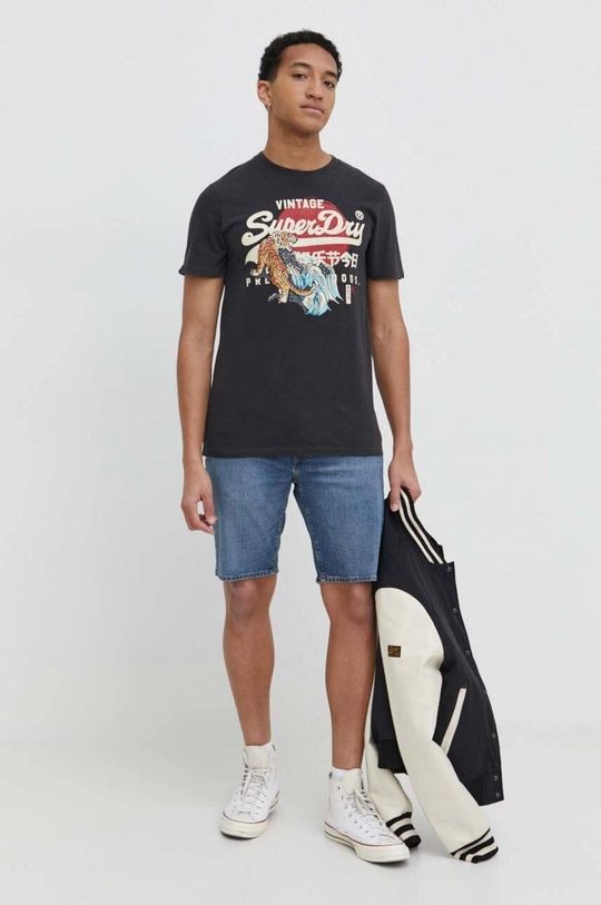 Superdry t-shirt bawełniany szary