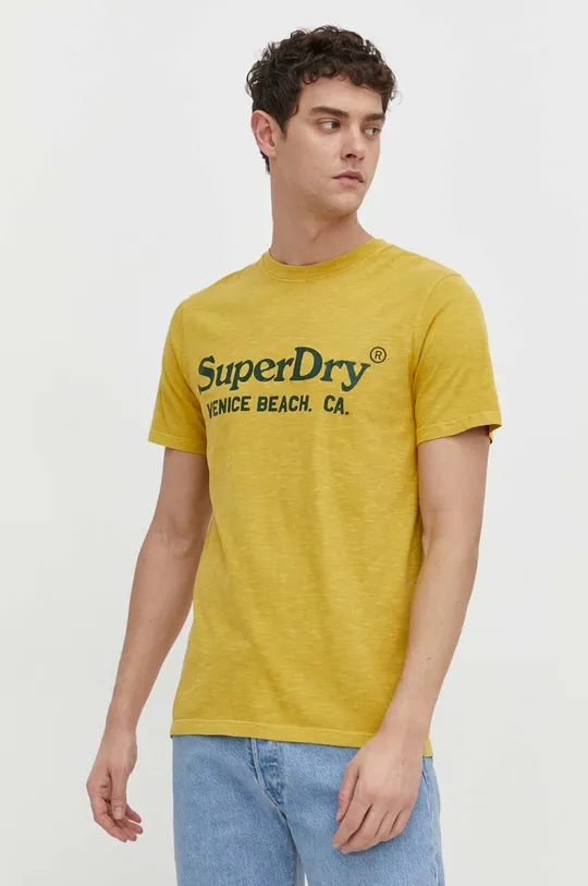 rumena Bombažna kratka majica Superdry