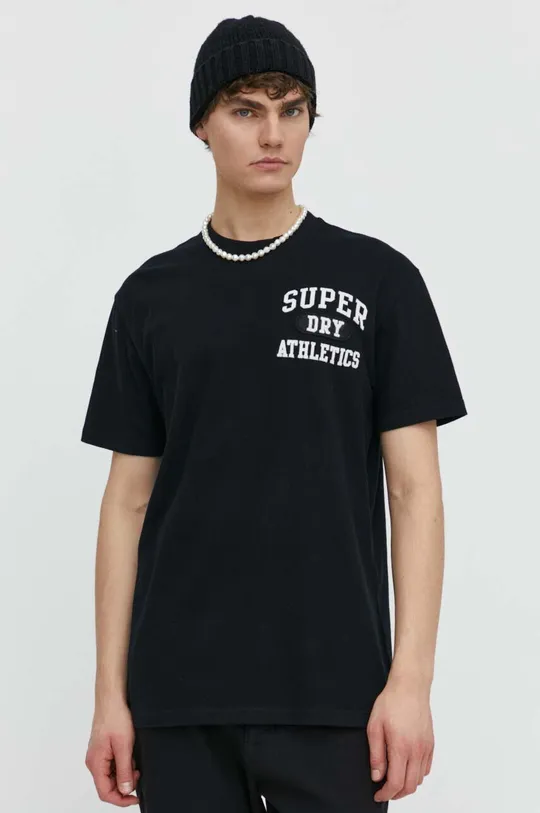чёрный Хлопковая футболка Superdry