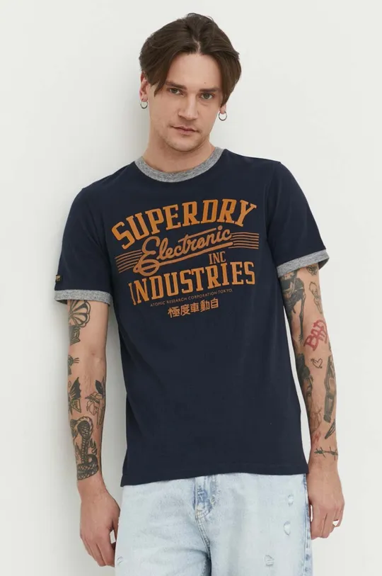 темно-синій Бавовняна футболка Superdry Чоловічий