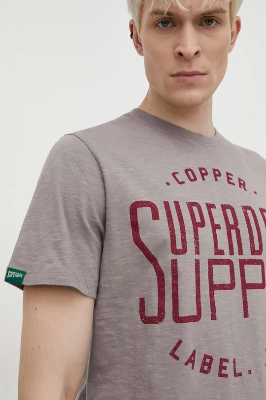 серый Хлопковая футболка Superdry Мужской