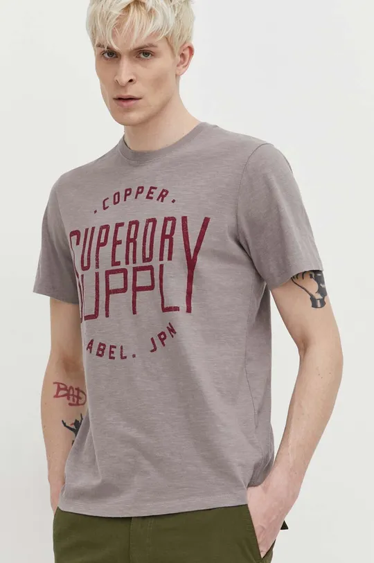 szürke Superdry pamut póló