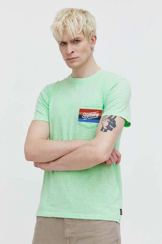 zielony Superdry t-shirt bawełniany Męski