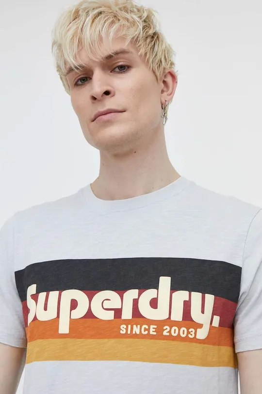 голубой Хлопковая футболка Superdry