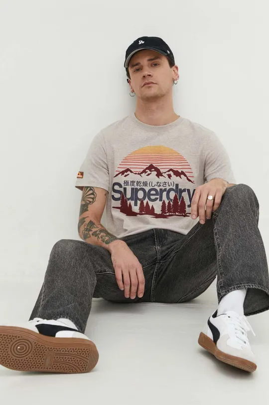 beżowy Superdry t-shirt Męski