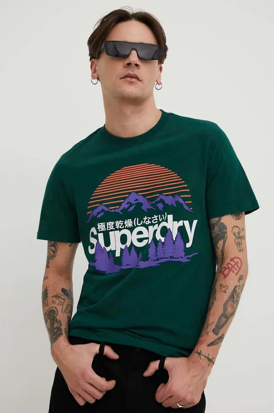 зелений Бавовняна футболка Superdry Чоловічий