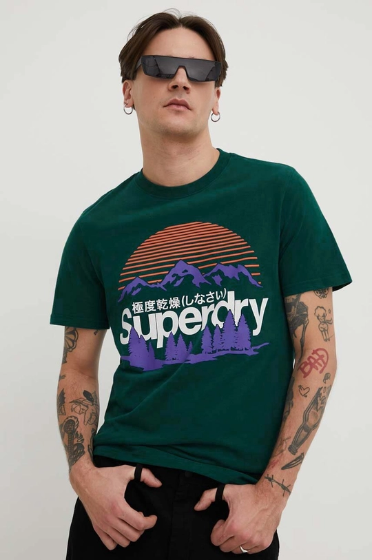 zielony Superdry t-shirt bawełniany Męski