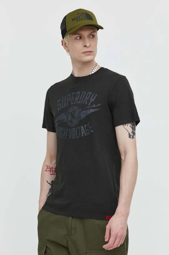 črna Bombažna kratka majica Superdry