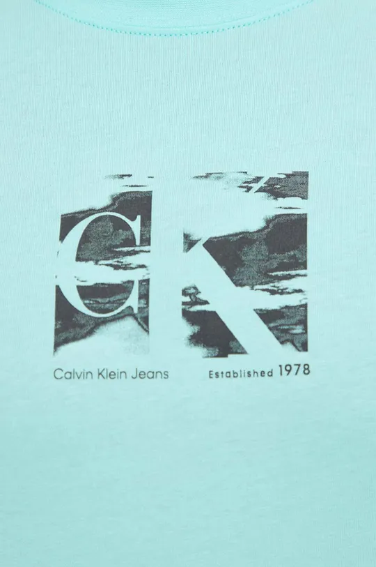 modra Bombažna kratka majica Calvin Klein Jeans