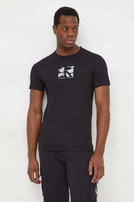 чёрный Хлопковая футболка Calvin Klein Jeans