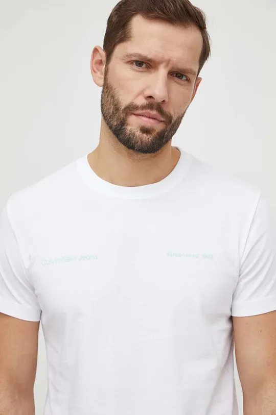 biały Calvin Klein Jeans t-shirt bawełniany