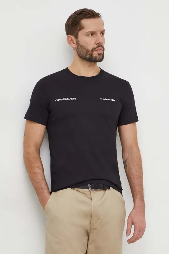 Calvin Klein Jeans t-shirt bawełniany czarny