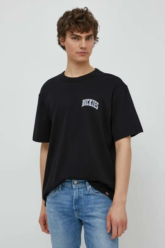czarny Dickies t-shirt bawełniany AITKIN CHEST TEE SS Męski