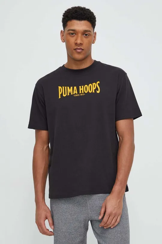 чёрный Хлопковая футболка Puma Мужской