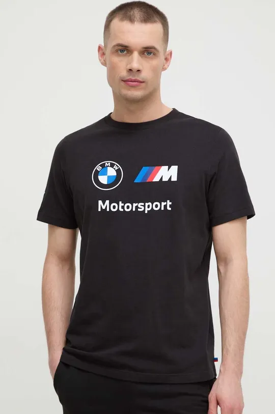 črna Puma bombažna kratka majica x BMW