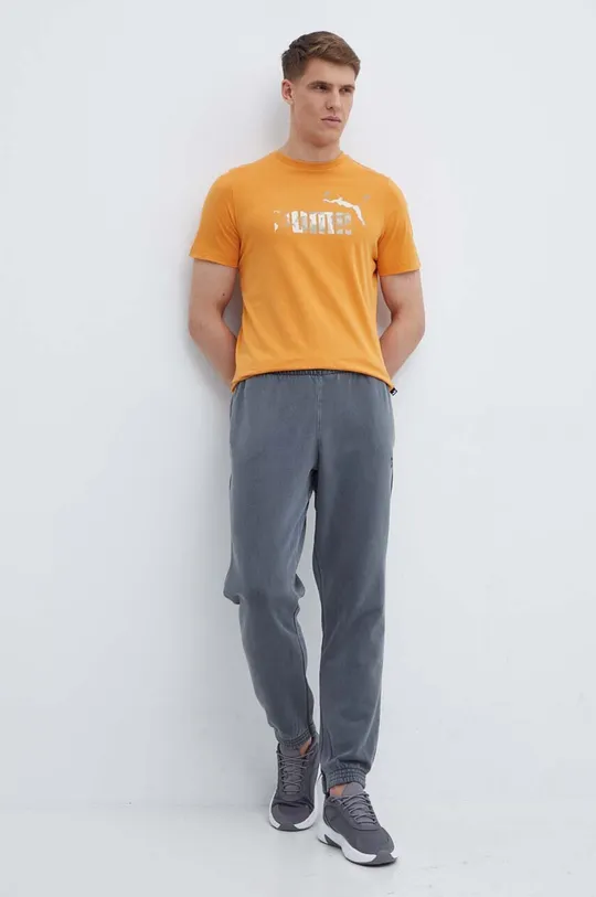 Βαμβακερό μπλουζάκι Puma πορτοκαλί