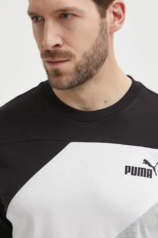 μαύρο Βαμβακερό μπλουζάκι Puma POWER