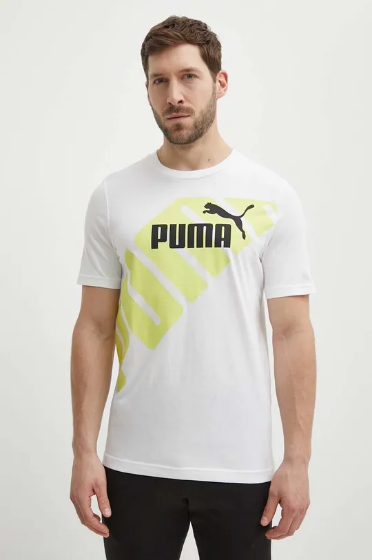 bela Bombažna kratka majica Puma POWER Moški