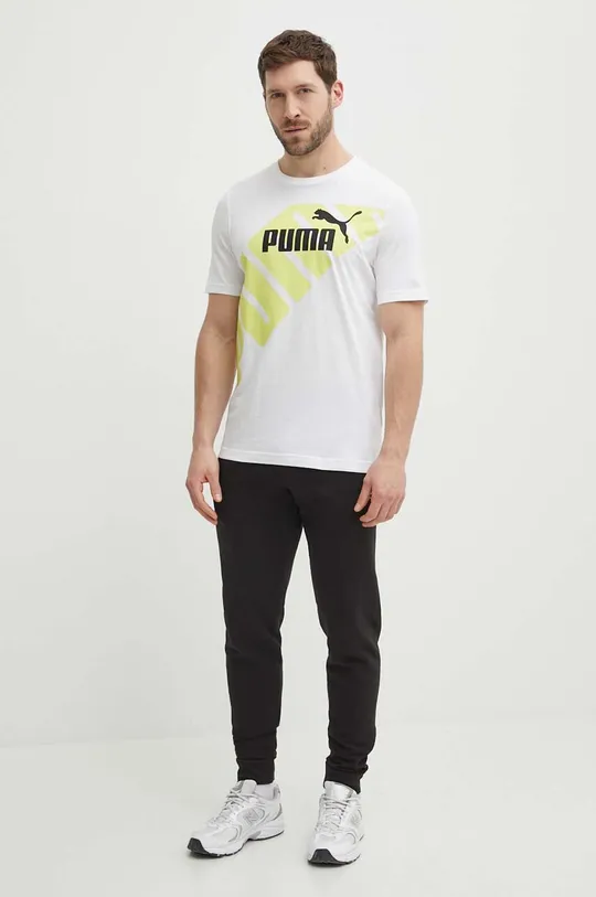 Βαμβακερό μπλουζάκι Puma POWER λευκό