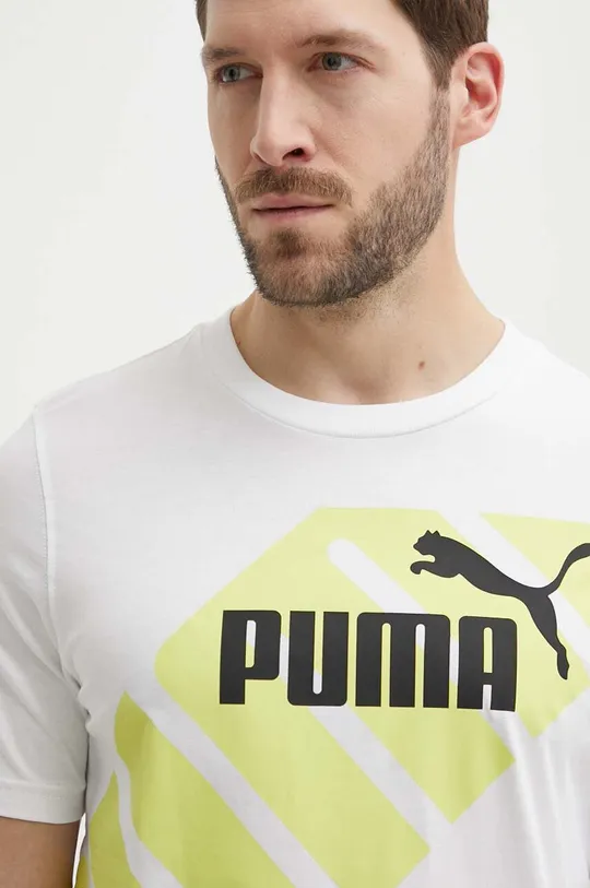 λευκό Βαμβακερό μπλουζάκι Puma POWER