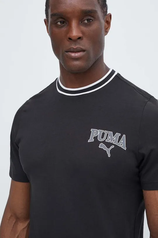 μαύρο Βαμβακερό μπλουζάκι Puma SQUAD Ανδρικά