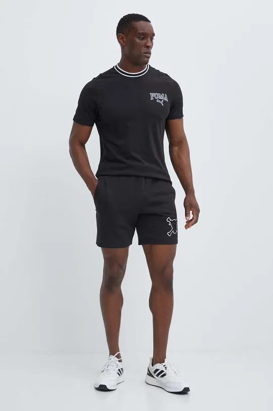 Βαμβακερό μπλουζάκι Puma SQUAD μαύρο