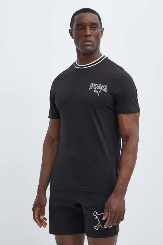 čierna Bavlnené tričko Puma SQUAD
