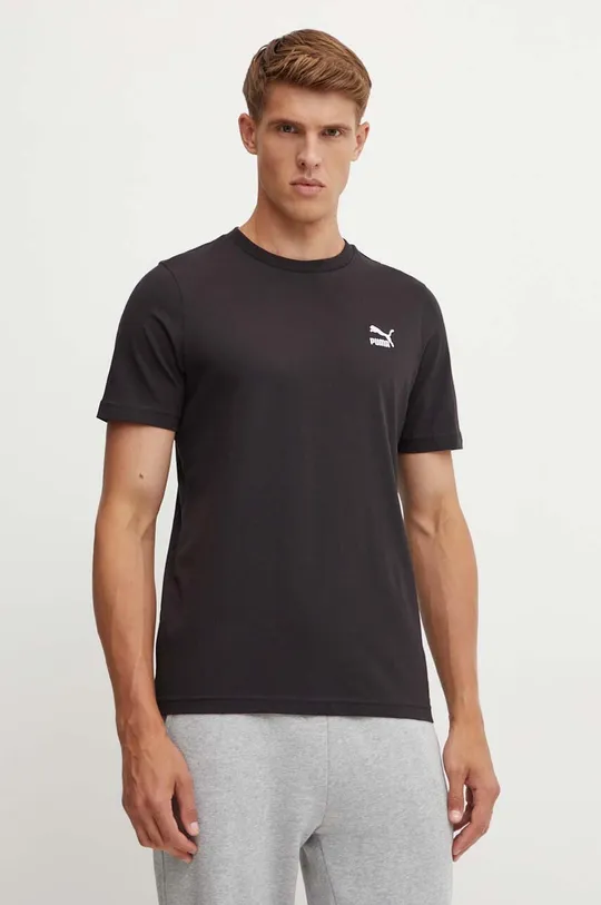 μαύρο Βαμβακερό μπλουζάκι Puma Ανδρικά