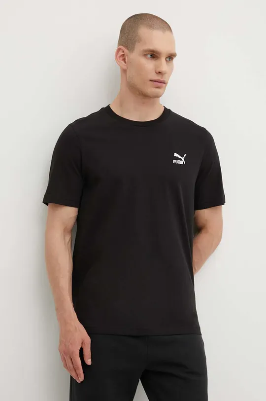 čierna Bavlnené tričko Puma CLASSICS Small Logo Tee Pánsky