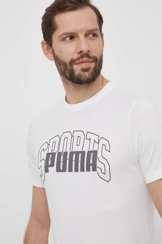 biały Puma t-shirt bawełniany Męski