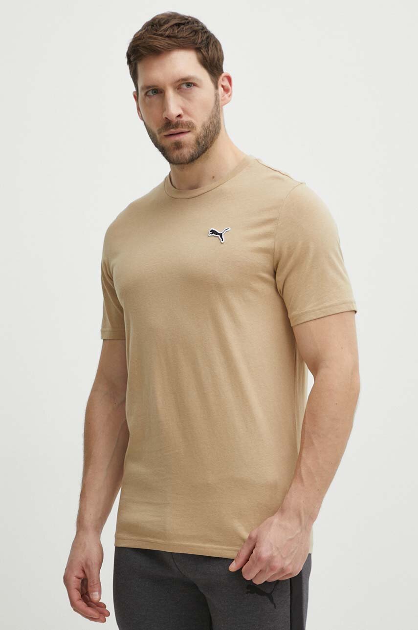 Хлопковая футболка Puma BETTER ESSENTIALS мужская цвет коричневый ...