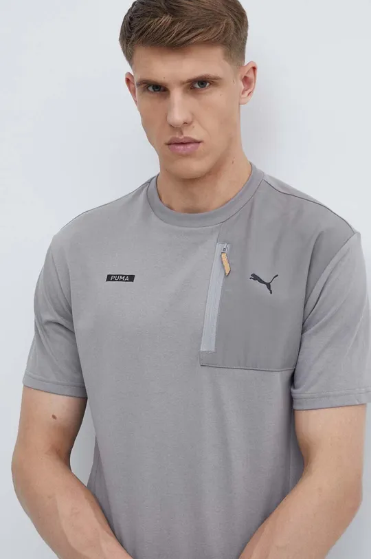 sivá Bavlnené tričko Puma Pánsky