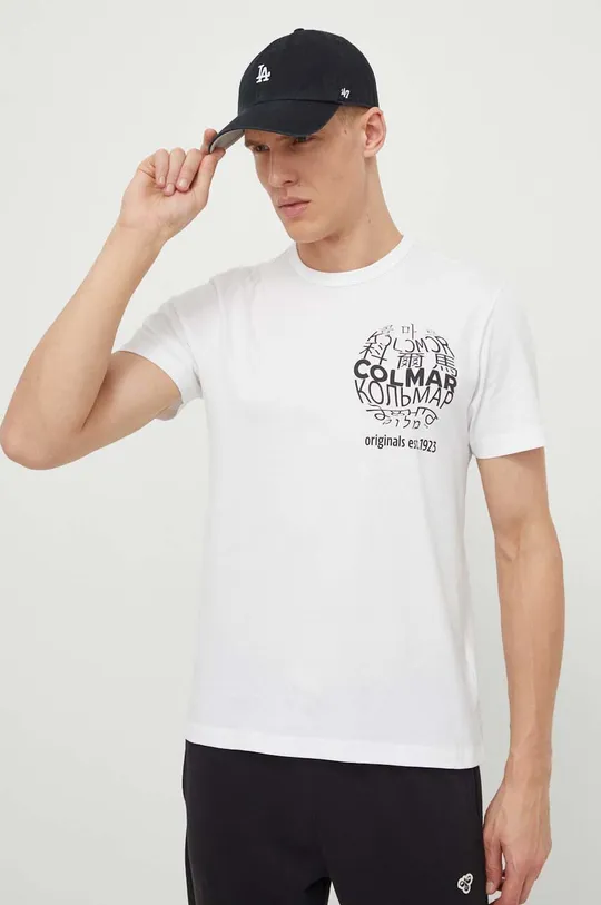 biały Colmar t-shirt bawełniany Męski
