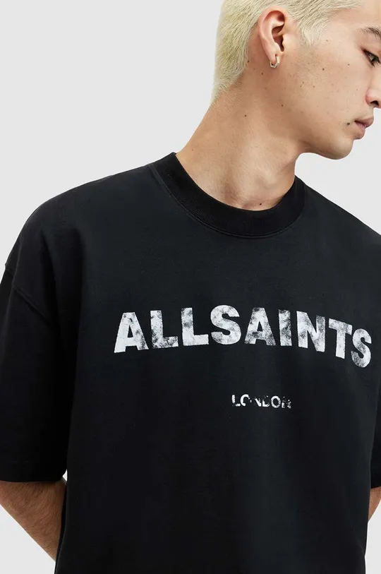 czarny AllSaints t-shirt bawełniany FLOCKER Męski