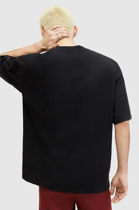 Βαμβακερό μπλουζάκι AllSaints FLOCKER μαύρο