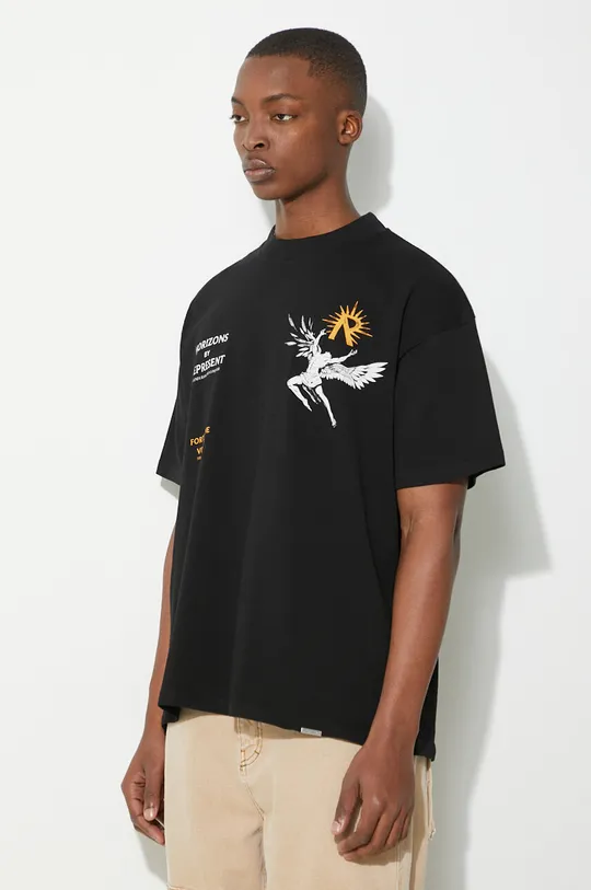 negru Represent tricou din bumbac Icarus