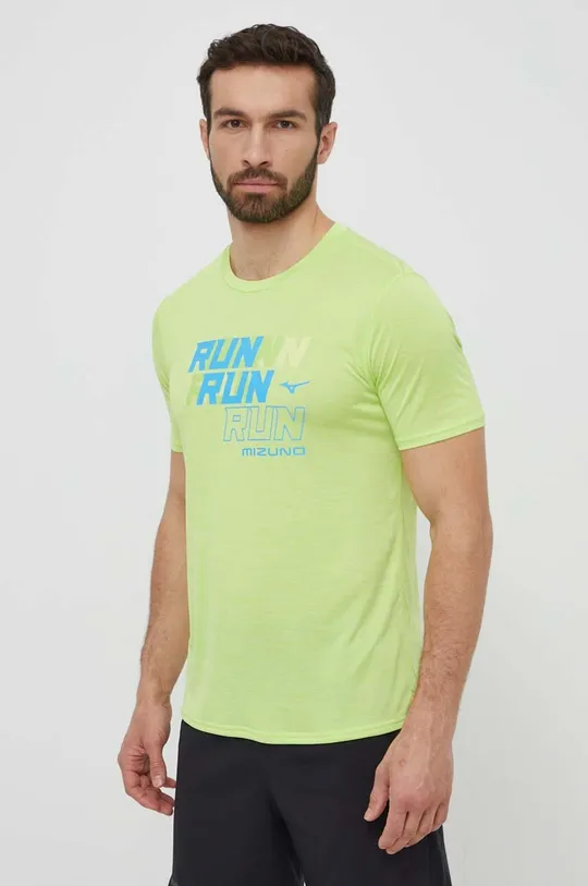 zielony Mizuno t-shirt do biegania Core Run Męski