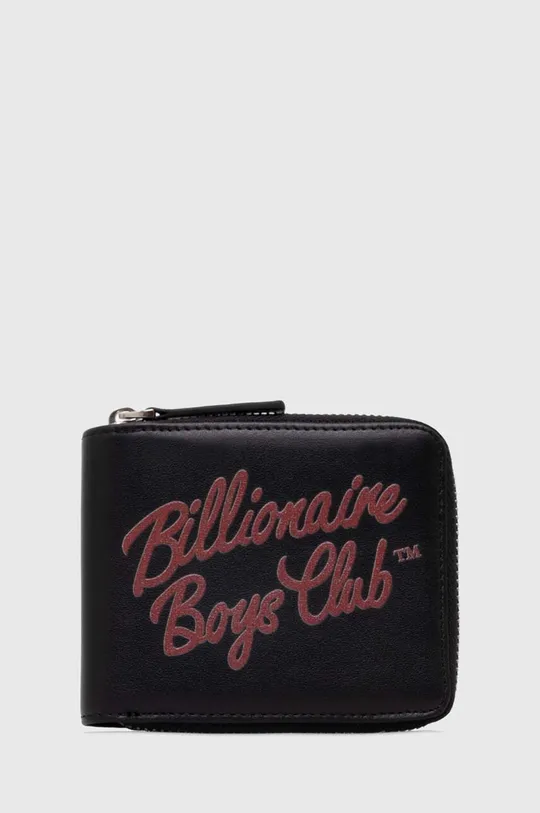 negru Billionaire Boys Club portofel de piele Script Logo Wallet De bărbați