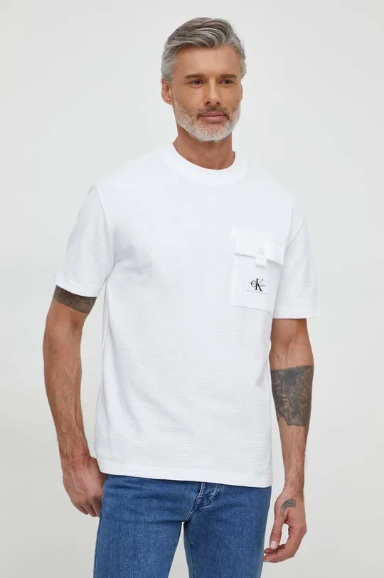biały Calvin Klein Jeans t-shirt Męski
