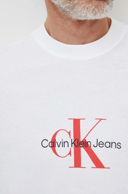 fehér Calvin Klein Jeans pamut póló