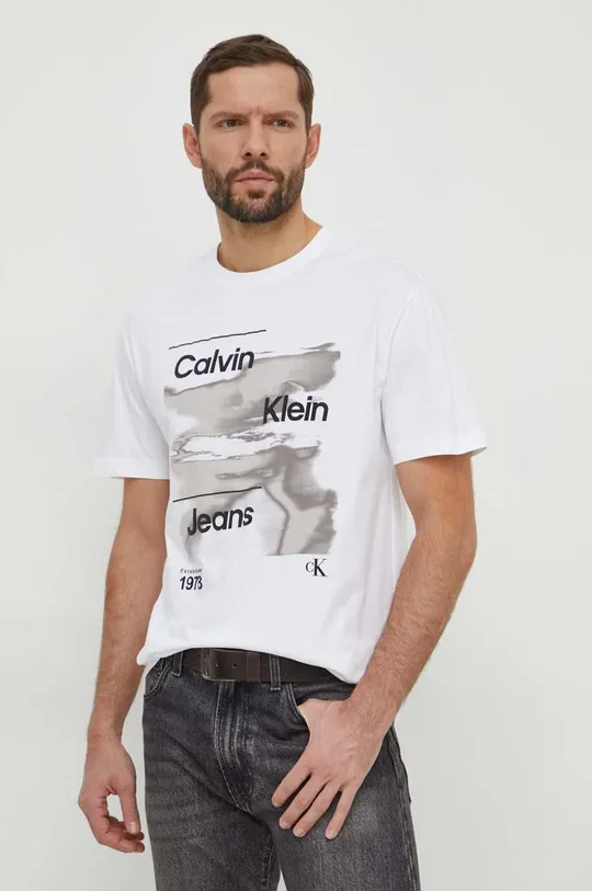 bijela Pamučna majica Calvin Klein Jeans Muški