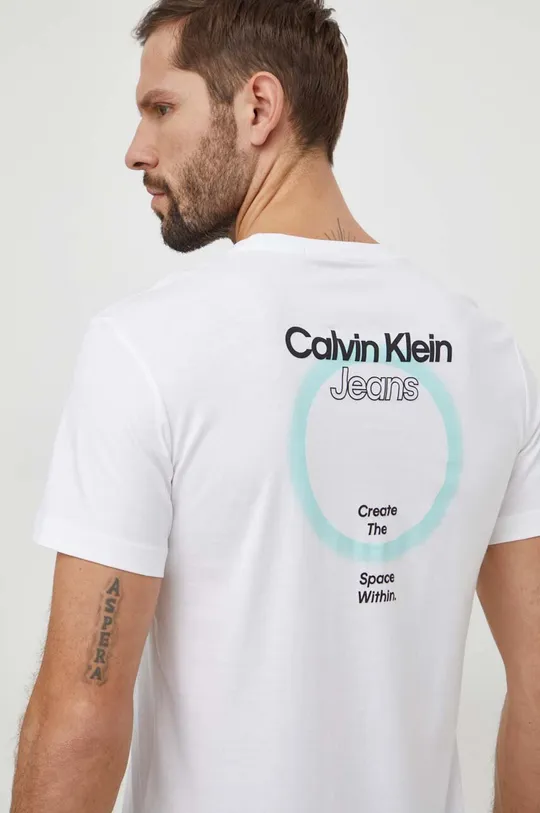 білий Бавовняна футболка Calvin Klein Jeans Чоловічий