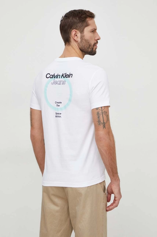 bianco Calvin Klein Jeans t-shirt in cotone