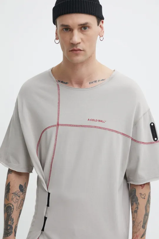 bež Bombažna kratka majica A-COLD-WALL* Intersect T-Shirt Moški
