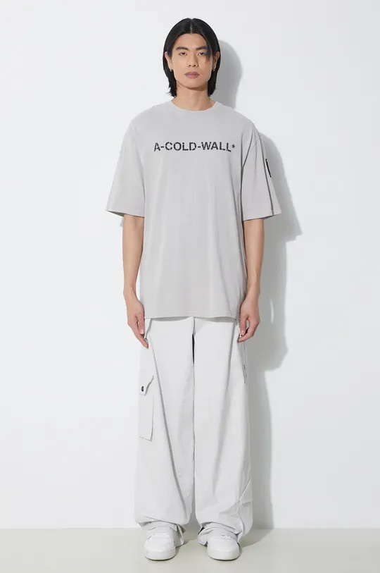 Bavlněné tričko A-COLD-WALL* Overdye Logo T-Shirt šedá