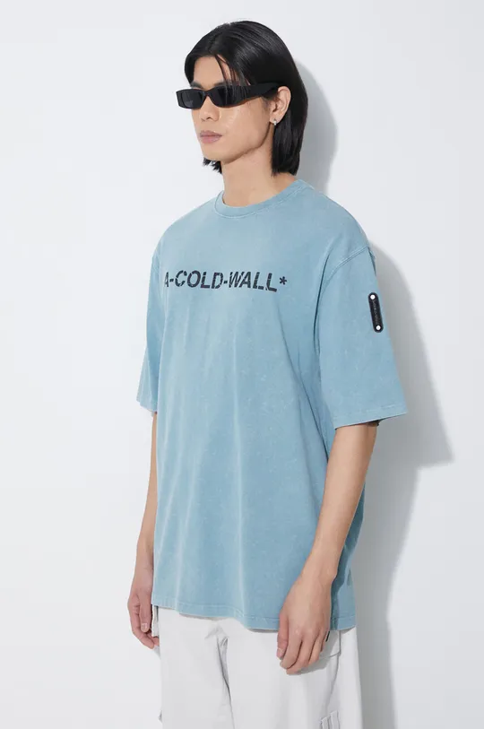 μπλε Βαμβακερό μπλουζάκι A-COLD-WALL* Overdye Logo T-Shirt