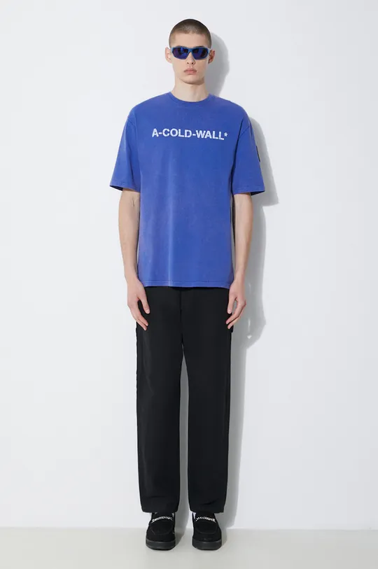 Хлопковая футболка A-COLD-WALL* Overdye Logo T-Shirt голубой