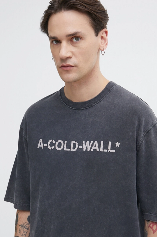 črna Bombažna kratka majica A-COLD-WALL* Overdye Logo T-Shirt Moški