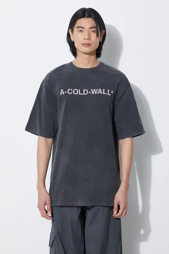 čierna Bavlnené tričko A-COLD-WALL* Overdye Logo T-Shirt Pánsky