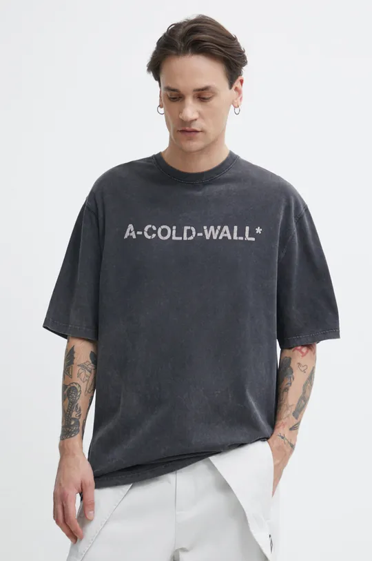 fekete A-COLD-WALL* pamut póló Overdye Logo T-Shirt
